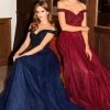 Off Shoulder Tulle Gown By Cinderella Divine CD0177 Prom