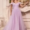 Prom Off Shoulder Tulle Gown By Cinderella Divine CD957