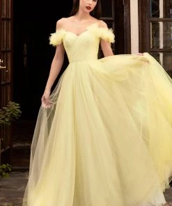 Prom Off Shoulder Tulle Gown By Cinderella Divine CD957