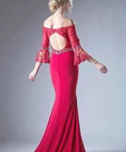 Long Off Shoulder Bell Sleeve Dress By Cinderella Divine 71241