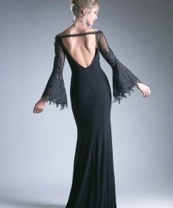 Prom Off Shoulder Dress With Lace Bell Sleeves By Cinderella Divine 71272