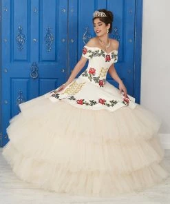LA Glitter By House Of Wu Quinceañera Off Shoulder Floral Charro Dress By House Of Wu LA Glitter 24035