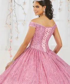 House Of Wu Fiesta Gowns Off The Shoulder Glitter Quinceanera Dress By Fiesta Gowns 56365
