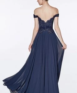 Prom Off Shoulder Lace Bodice Gown By Cinderella Divine 7258