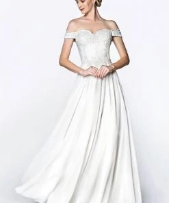 Prom Off Shoulder Lace Bodice Gown By Cinderella Divine 7258