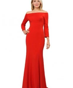 Off The Shoulder Gown With Long Sleeves By Poly USA 8378
