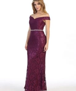 Off The Shoulder Lace Mermaid Dress By Celavie 6409