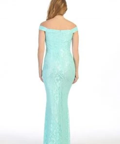 Off The Shoulder Lace Mermaid Dress By Celavie 6409