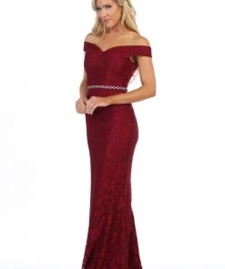 Off The Shoulder Lace Mermaid Dress By Celavie 6409