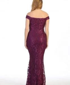 Off The Shoulder Lace Mermaid Dress By Celavie 6409