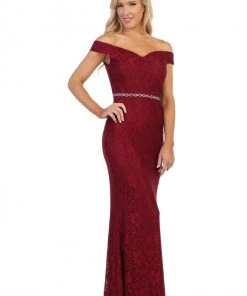 Off The Shoulder Lace Mermaid Dress By Celavie 6409