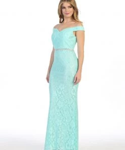 Off The Shoulder Lace Mermaid Dress By Celavie 6409