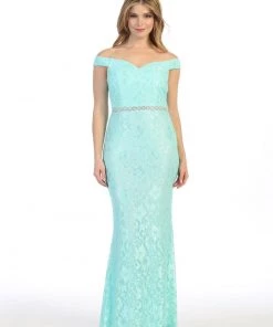 Off The Shoulder Lace Mermaid Dress By Celavie 6409