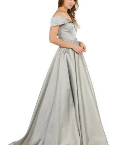 Off The Shoulder Long Shimmer Dress By Poly USA 8460 9 Off The Shoulder Long Shimmer Dress By Poly USA 8460