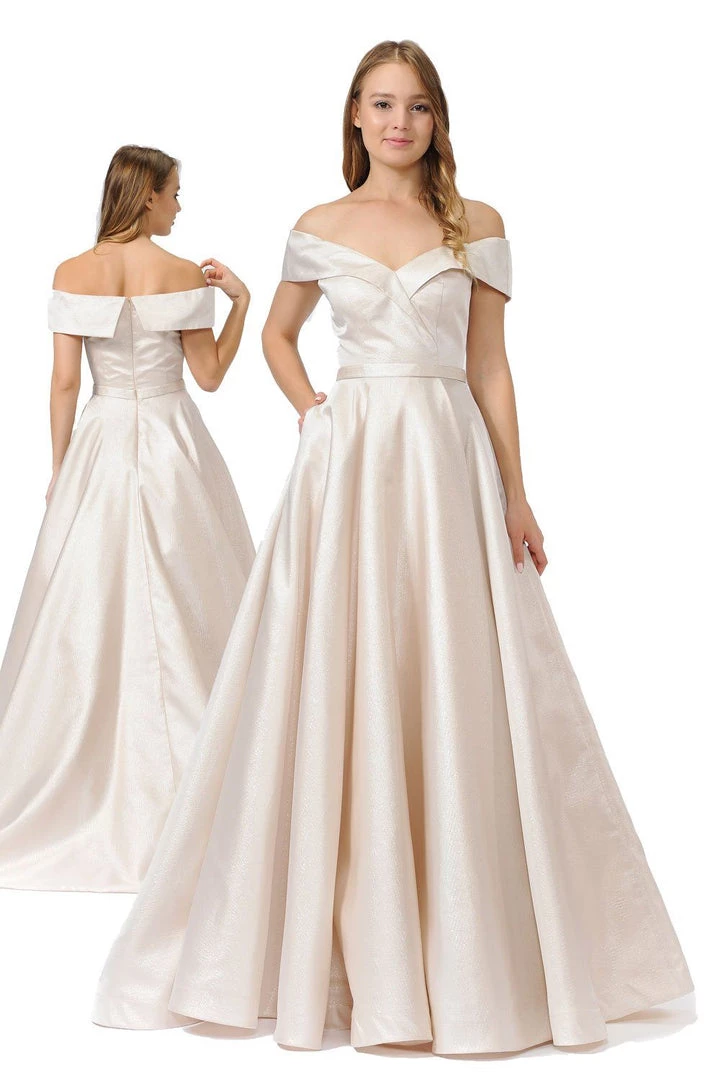 Off The Shoulder Long Shimmer Dress By Poly USA 8460 4 Off The Shoulder Long Shimmer Dress By Poly USA 8460