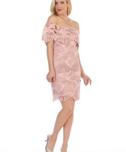 Prom Off The Shoulder Short Flounce Lace Dress By Celavie 8508