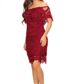 Prom Off The Shoulder Short Flounce Lace Dress By Celavie 8508 13 Prom Off The Shoulder Short Flounce Lace Dress By Celavie 8508