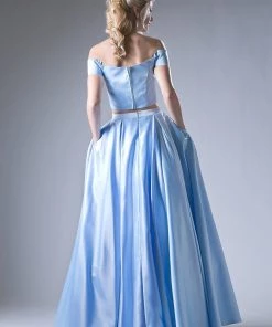 Off Shoulder Two Piece Gown By Cinderella Divine 62242