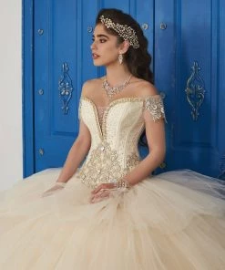 LA Glitter By House Of Wu Off The Shoulder V-Neck Dress By House Of Wu LA Glitter 24036 Quinceañera