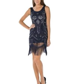 Prom Off White Short Sequined Flapper Fringe Dress By Poly USA