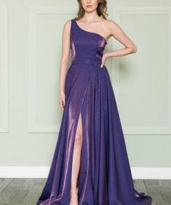 Prom One Shoulder Iridescent Gown By Poly USA 8920