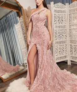 One Shoulder Lace Gown By Cinderella Divine CD973