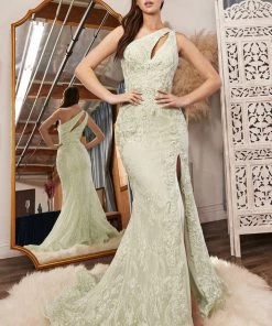 One Shoulder Lace Gown By Cinderella Divine CD973