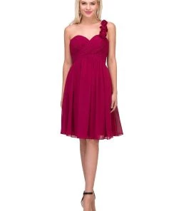 One Shoulder Ruched Short Dress With Corset Back By Star Box 6031-1