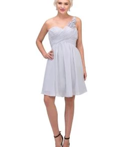 One Shoulder Ruched Short Dress With Corset Back By Star Box 6031-1 16 One Shoulder Ruched Short Dress With Corset Back By Star Box 6031-1