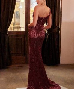 Prom One Shoulder Sequin Gown By Cinderella Divine CH182