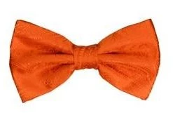 Vesuvio Napoli Men Orange Paisley Bow Ties With Matching Pocket Squares