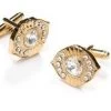 ABC Fashion Oval Gold Cufflinks With Clear Crystals 1 ABC Fashion Oval Gold Cufflinks With Clear Crystals