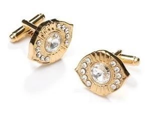 ABC Fashion Oval Gold Cufflinks With Clear Crystals 3 ABC Fashion Oval Gold Cufflinks With Clear Crystals