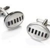 ABC Fashion Oval Silver Cufflinks With Black And White Stripes Men