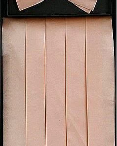 Vesuvio Napoli Men Peach Silk Satin Cummerbund And Bow Tie Set