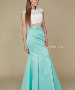 Prom Beaded Cap Sleeve Crop Top Mermaid Dress By Nox Anabel 8227 14 Prom Beaded Cap Sleeve Crop Top Mermaid Dress By Nox Anabel 8227