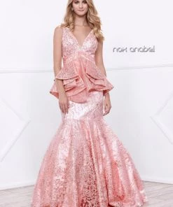 Prom Pink Beaded Sleeveless Lace Mermaid Dress By Nox Anabel 8311