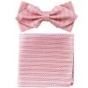 Vesuvio Napoli Pink Bow Tie With Geometric Squares And Pocket Square (Pointed Tip) 2 Vesuvio Napoli Pink Bow Tie With Geometric Squares And Pocket Square (Pointed Tip)