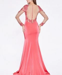 Prom Pink Long-Sleeve Mermaid Gown By Cinderella Divine KD038