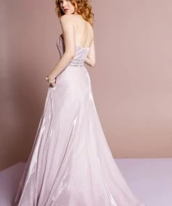 Prom Pink Long Strapless Glitter A-Line Dress By Elizabeth K GL2674