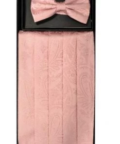 Vesuvio Napoli Pink Paisley Cummerbund And Bow Tie Set