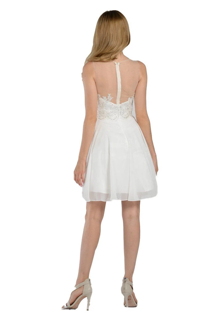 Pink Short Chiffon Dress With Lace Applique Bodice By Poly USA Prom 6 Pink Short Chiffon Dress With Lace Applique Bodice By Poly USA Prom