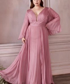 Pleated Bell Sleeve Gown By Cinderella Divine CD242 Prom 40 Pleated Bell Sleeve Gown By Cinderella Divine CD242 Prom
