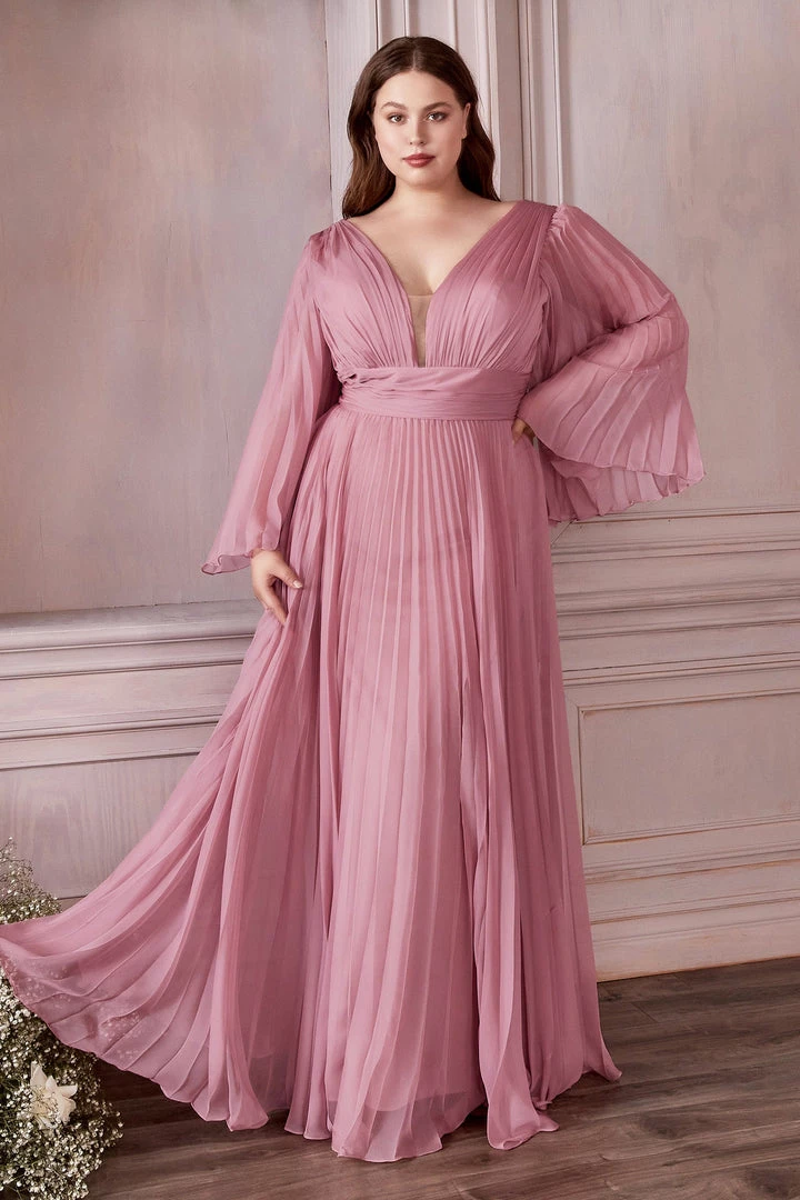 Pleated Bell Sleeve Gown By Cinderella Divine CD242 Prom 14 Pleated Bell Sleeve Gown By Cinderella Divine CD242 Prom