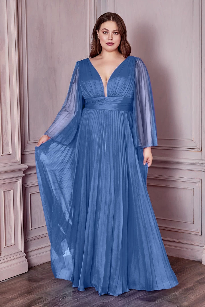 Pleated Bell Sleeve Gown By Cinderella Divine CD242 Prom 17 Pleated Bell Sleeve Gown By Cinderella Divine CD242 Prom