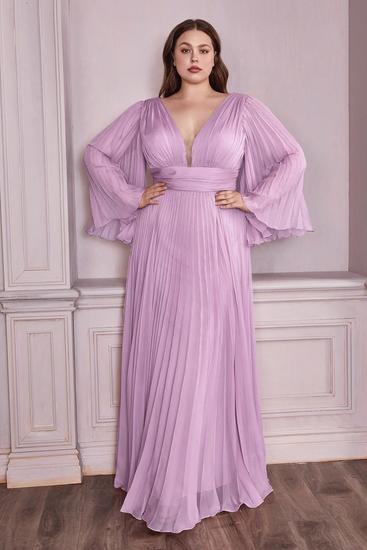 Pleated Bell Sleeve Gown By Cinderella Divine CD242 Prom 8 Pleated Bell Sleeve Gown By Cinderella Divine CD242 Prom