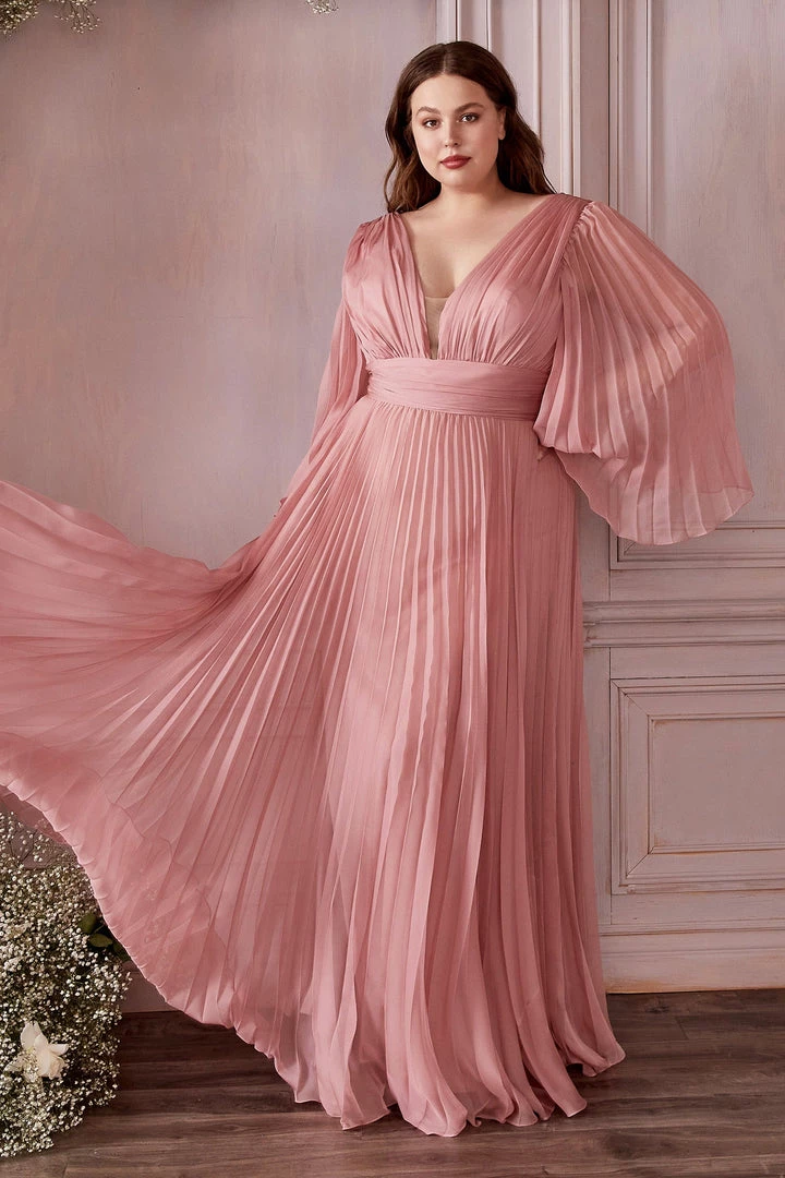 Pleated Bell Sleeve Gown By Cinderella Divine CD242 Prom 23 Pleated Bell Sleeve Gown By Cinderella Divine CD242 Prom