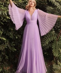 Pleated Bell Sleeve Gown By Cinderella Divine CD242 Prom 33 Pleated Bell Sleeve Gown By Cinderella Divine CD242 Prom