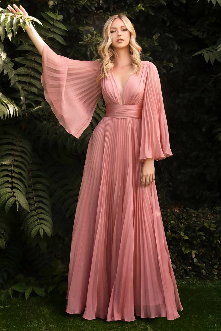 Pleated Bell Sleeve Gown By Cinderella Divine CD242 Prom 21 Pleated Bell Sleeve Gown By Cinderella Divine CD242 Prom