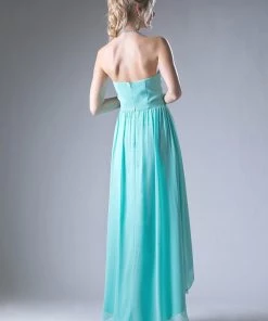 Pleated Halter High Low Dress By Cinderella Divine CH528